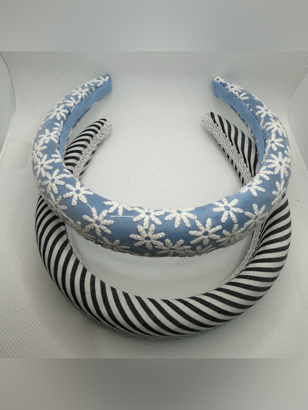 Nordstrom 2Pk Mini Puff Floral & Stripes Headband Set